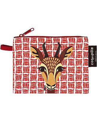 Coq en Pâte Portamonete Gazzella, Rosso - 100% Cotone Bio Certificato! (10 x 13 cm) Portamonete
