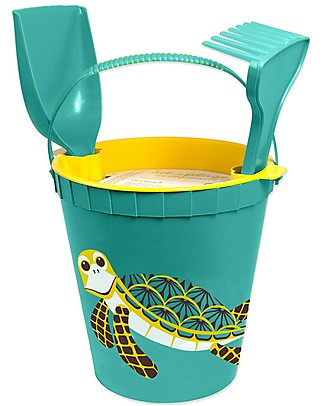 Coq en Pâte Set da Spiaggia - Tartaruga d'acqua - Verde Acqua e Giallo - 100% Algoblend (alghe marine brune) Giochi Da Spiaggia_