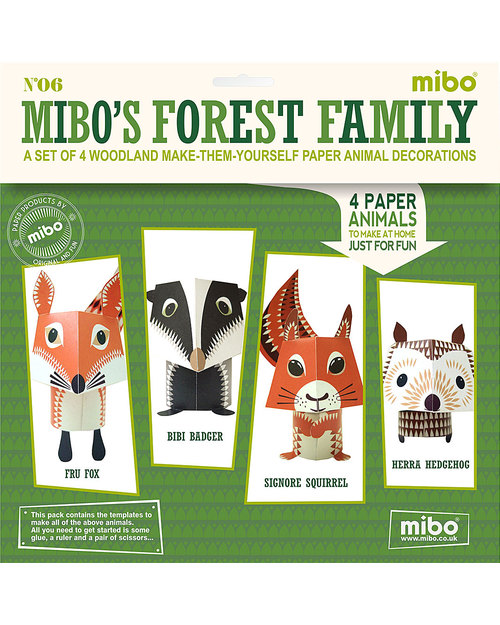 Coq en Pâte Set di 4 Animali di carta da costruire - Forest Family - 100% Carta Riciclata! Kit Fai Da Te