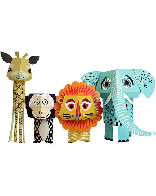 Coq en Pâte Set di 4 Animali di Carta da Costruire - The Wild Bunch -100% Carta Riciclata! Kit Fai Da Te