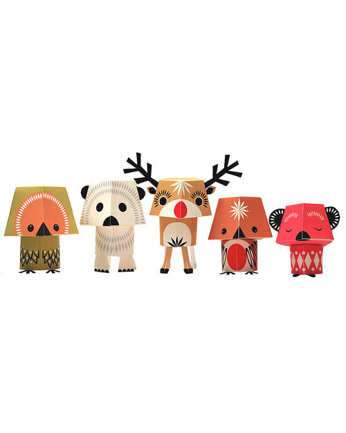 Coq en Pâte Set di 5 Animali di Carta da costruire - Christmas Creatures - 100% Carta Riciclata! Kit Fai Da Te