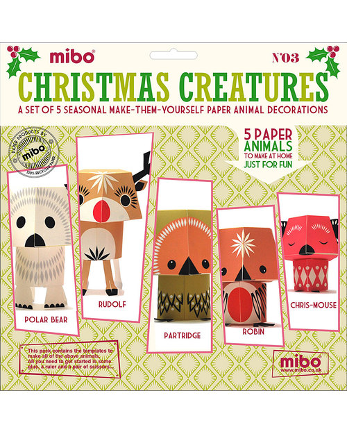 Coq en Pâte Set di 5 Animali di Carta da costruire - Christmas Creatures - 100% Carta Riciclata! Kit Fai Da Te