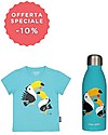 Coq en Pâte T-shirt Azzurra + Bottiglia in Acciaio Realizzata in Collaborazione con Qwetch Borracce Termiche