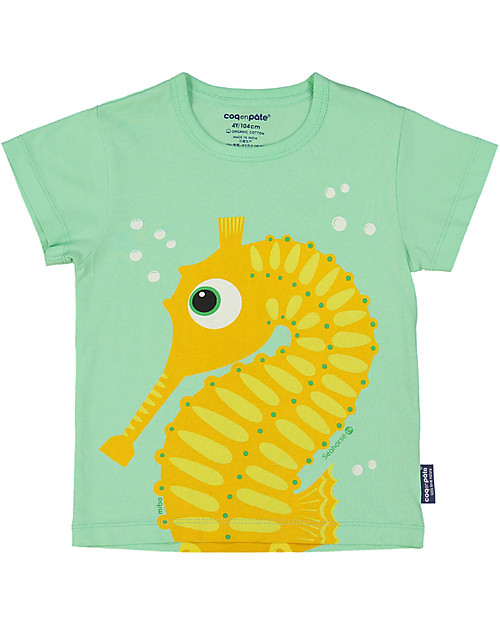 Coq en Pâte T-Shirt Cavalluccio Marino, Verde Mela - 100% Cotone Bio T-shirt