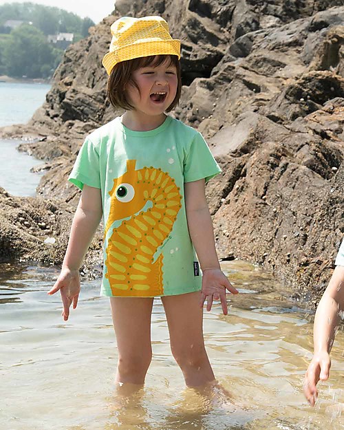 Coq en Pâte T-Shirt Cavalluccio Marino, Verde Mela - 100% Cotone Bio T-shirt