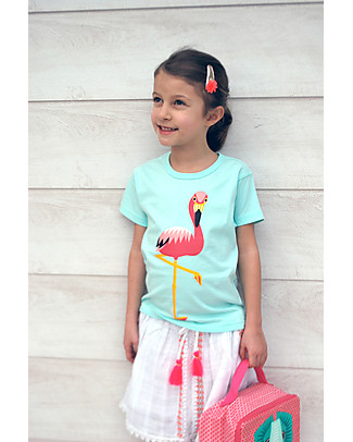 Coq en Pâte T-Shirt Fenicottero Rosa, Azzurro - 100% Cotone Bio T-Shirt e Canotte