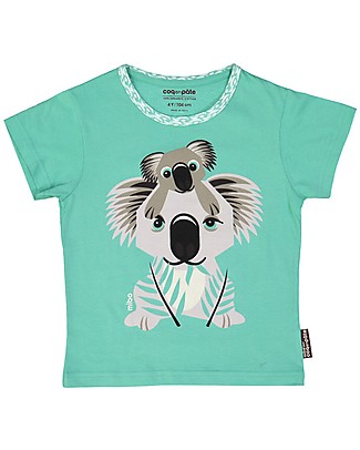 Coq en Pâte T-Shirt Koala, Verde Acqua - 100% Cotone Bio T-Shirt e Canotte