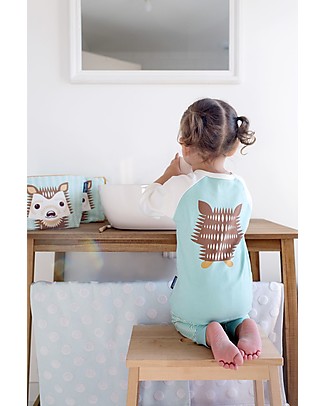 Coq en Pâte T-Shirt Maniche Lunghe Raglan Riccio, Azzurro Ghiaccio - 100% Cotone Bio Maglie Manica Lunga