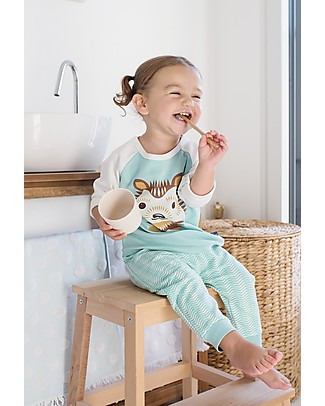 Coq en Pâte T-Shirt Maniche Lunghe Raglan Riccio, Azzurro Ghiaccio - 100% Cotone Bio T-shirt