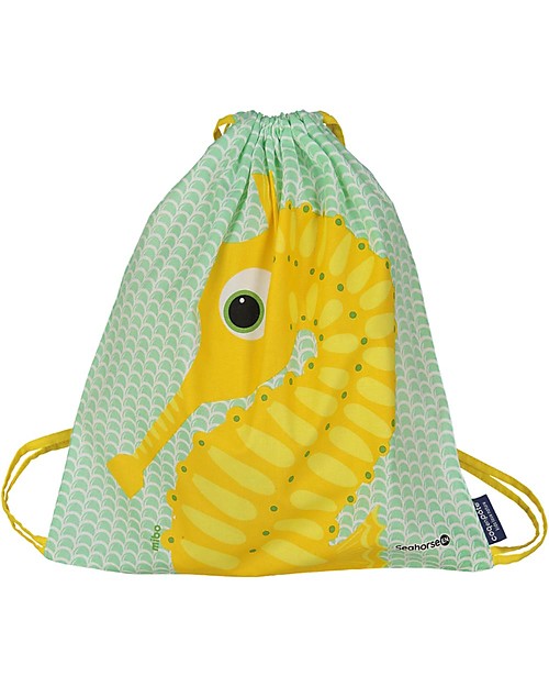 Coq en Pâte Zainetto Morbido Cavalluccio Marino, Verde Mela - 100% Cotone Bio - Perfetto per l'asilo! (37 x 33 cm) Zaini Asilo