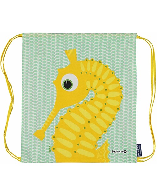 Coq en Pâte Zainetto Morbido Cavalluccio Marino, Verde Mela - 100% Cotone Bio - Perfetto per l'asilo! (37 x 33 cm) Zaini Asilo