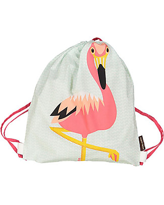 Coq en Pâte Zainetto Morbido Fenicottero Rosa, Azzurro - 100% Cotone Bio - Perfetto per l'asilo! (37 x 33 cm) Zaini Asilo