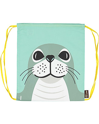 Coq en Pâte Zainetto Morbido Foca, Verde Acqua - 100% Cotone Bio - Perfetto per l'asilo! (37 x 33 cm) Zainetti
