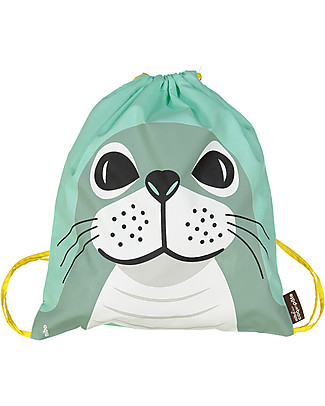 Coq en Pâte Zainetto Morbido Foca, Verde Acqua - 100% Cotone Bio - Perfetto per l'asilo! (37 x 33 cm) Zainetti
