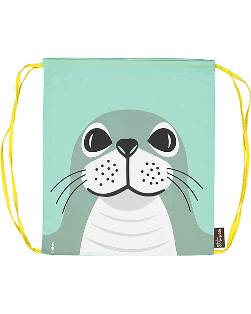 Coq en Pâte Zainetto Morbido Foca, Verde Acqua - 100% Cotone Bio - Perfetto per l'asilo! (37 x 33 cm) Zaini Asilo