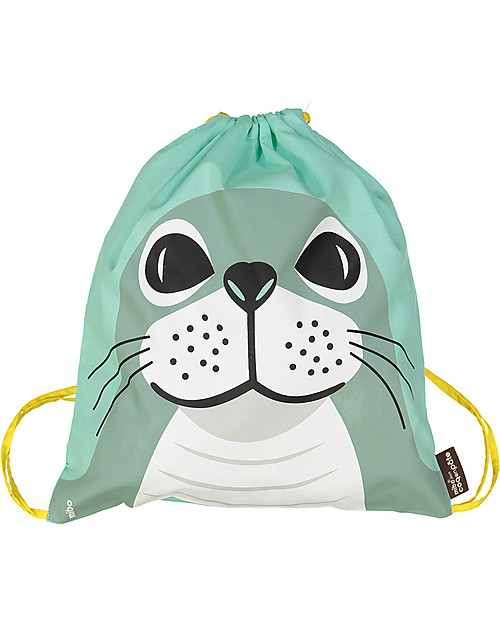 Coq en Pâte Zainetto Morbido Foca, Verde Acqua - 100% Cotone Bio - Perfetto per l'asilo! (37 x 33 cm) Zaini Asilo