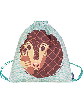 Coq en Pâte Zainetto Morbido Formichiere, Verde Acqua - 100% Cotone Bio - Perfetto per l'asilo! (37 x 33 cm) Zaini Asilo
