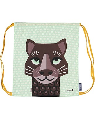 Coq en Pâte Zainetto Morbido Giaguaro - Verde Chiaro - 100% Cotone Bio - Perfetto per l'asilo! (37 x 33 cm) Zaini Asilo