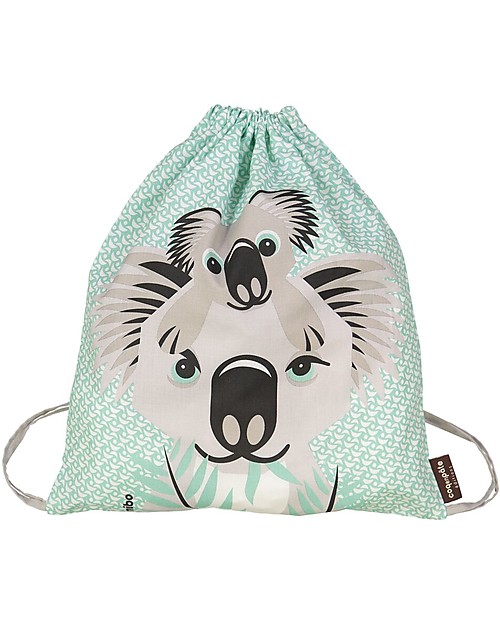 Coq en Pâte Zainetto Morbido Koala, Verde Acqua - 100% Cotone Bio - Perfetto per l'asilo! (37 x 33 cm) Zaini Asilo