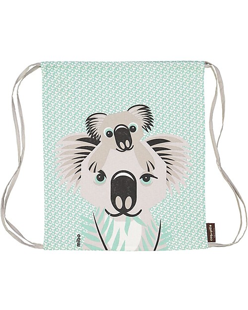 Coq en Pâte Zainetto Morbido Koala, Verde Acqua - 100% Cotone Bio - Perfetto per l'asilo! (37 x 33 cm) Zaini Asilo