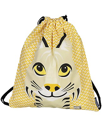 Coq en Pâte Zainetto Morbido Lince - Giallo - 100% Cotone Bio - Perfetto per l'asilo! (37 x 33 cm) Zaini Asilo