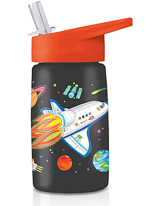 Crocodile Creek Borraccia per Bambini in Tritan 450 ml - Space Explorer - Riciclabile e Sicura! Borracce senza BPA