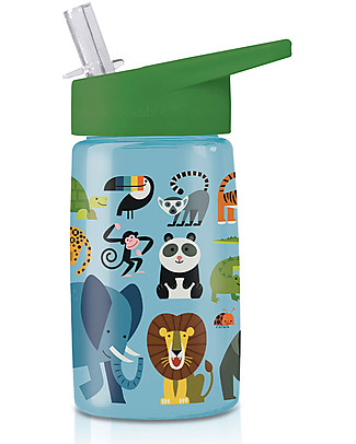 Crocodile Creek Borraccia per Bambini in Tritan 500 ml - Amici della Giungla - Riciclabile e Sicura! Borracce senza BPA
