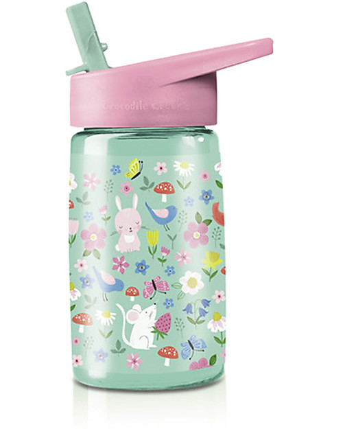 Crocodile Creek Borraccia per Bambini in Tritan 500 ml, Il Giardino - Riciclabile e sicura! Borracce non Termiche