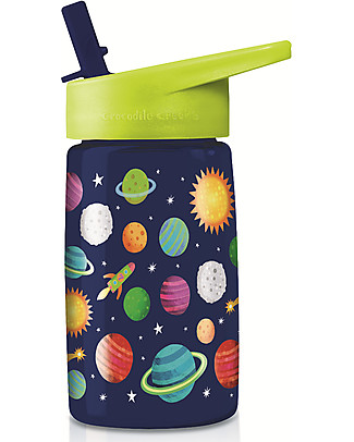 Crocodile Creek Borraccia per Bambini in Tritan 500 ml, Spazio - Riciclabile e Sicura! Borracce senza BPA