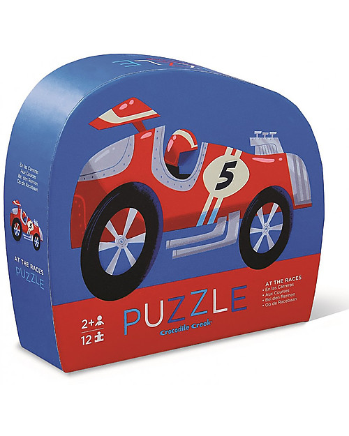 Crocodile Creek Mini-Puzzle Macchina da Corsa, 12 pezzi - Aiuta Coordinazione e Logica! Puzzle