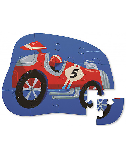 Crocodile Creek Mini-Puzzle Macchina da Corsa, 12 pezzi - Aiuta Coordinazione e Logica! Puzzle