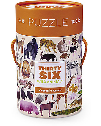 Crocodile Creek Puzzle 100 Pezzi in Tubo con 36 Meravigliosi Animali Selvaggi! Puzzle