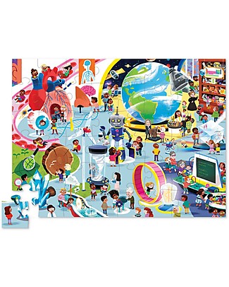 Crocodile Creek Puzzle 48 pezzi Un Giorno al Museo delle Scienze - Bellissima Scatola Illustrata da Regalare! Giochi STEM