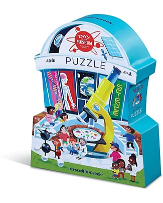 Crocodile Creek Puzzle 48 pezzi Un Giorno al Museo delle Scienze - Bellissima Scatola Illustrata da Regalare! Giochi STEM