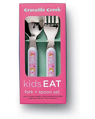 Crocodile Creek Set Posate Baby Dolci Sogni Cucchiaio + Forchetta - Senza BPA, PVC, ftalati e piombo! Posate e Bacchette