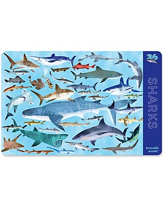 Crocodile Creek Tovaglietta Pappa 2-in-1, 36 Squali - 28 x 43,5 cm Tovagliette