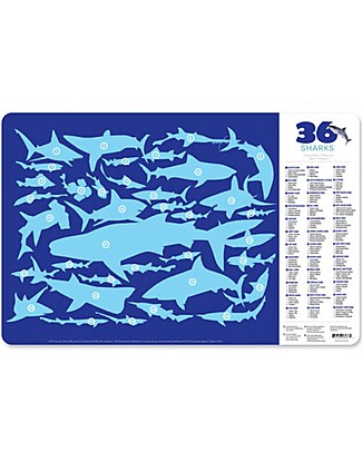Crocodile Creek Tovaglietta Pappa 2-in-1, 36 Squali - 28 x 43,5 cm Tovagliette