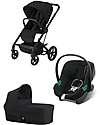 Cybex Bailos S Basic 3 in 1 - Deep Black - Passeggino Balios S Lux + Navicella S + Seggiolino Auto Aton B2 i-Size + CS Adattatore Passeggini Trio e Duo