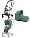 Cybex DUO Mios3 - Telaio Passeggino Chrome Black con Seat Pack e Navicella Leaf Green Passeggini Trio e Duo
