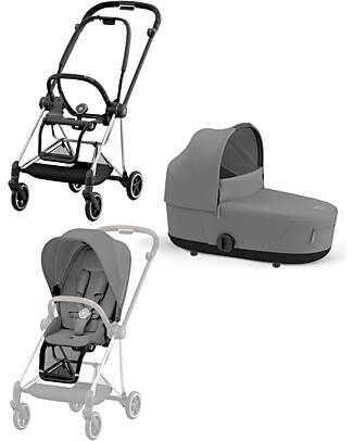 Cybex DUO Mios3 - Telaio Passeggino Chrome Black con Seat Pack e Navicella Mirage Grey Passeggini Trio e Duo