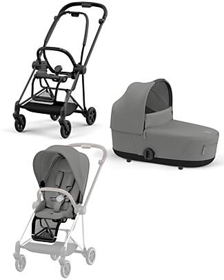 Cybex DUO Mios3 - Telaio Passeggino Matt Black con Seat Pack e Navicella Mirage Grey Passeggini Trio e Duo