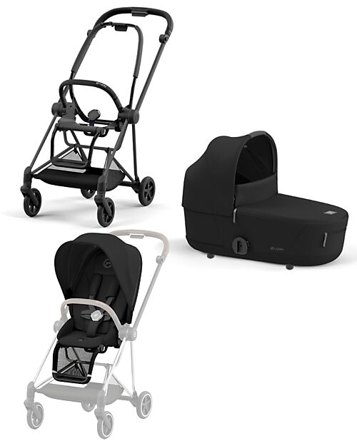 Cybex DUO Mios3 - Telaio Passeggino Matt Black con Seat Pack e Navicella Sepia Black Passeggini Trio e Duo