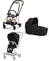 Cybex DUO Mios3 - Telaio Passeggino Rosegold con Seat Pack e Navicella Sepia Black Passeggini Trio e Duo