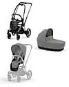 Cybex DUO Priam4 - Telaio Passeggino Chrome Black con Seat Pack e Navicella Mirage Grey Passeggini Trio e Duo