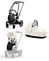 Cybex DUO Priam4 - Telaio Passeggino Chrome Black con Seat Pack e Navicella Offwhite Passeggini Trio e Duo