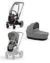 Cybex DUO Priam4 - Telaio Passeggino Rosegold con Seat Pack e Navicella Mirage Grey Passeggini Trio e Duo