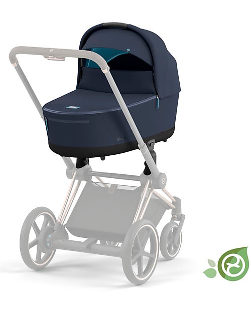 Cybex Navicella Priam o e-Priam Lux  - Dark Navy Blue - Comoda e Spaziosa! - Collezione Conscious Tessuto Realizzato con 21 Bottoglie di Plastica Riciclate Carrozzine e Navicelle