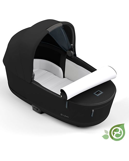 Cybex Navicella Priam o e-Priam Lux  - Onyx Black - Comoda e Spaziosa! - Collezione Conscious Tessuto Realizzato con 21 Bottoglie di Plastica Riciclate Carrozzine e Navicelle