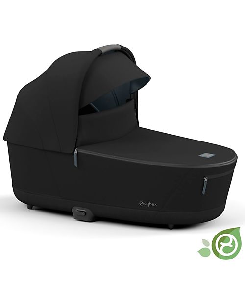 Cybex Navicella Priam o e-Priam Lux  - Onyx Black - Comoda e Spaziosa! - Collezione Conscious Tessuto Realizzato con 21 Bottoglie di Plastica Riciclate Carrozzine e Navicelle