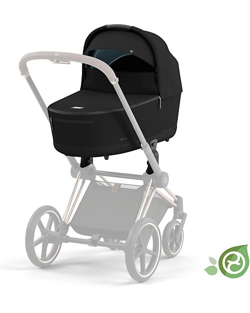 Cybex Navicella Priam o e-Priam Lux  - Onyx Black - Comoda e Spaziosa! - Collezione Conscious Tessuto Realizzato con 21 Bottoglie di Plastica Riciclate Carrozzine e Navicelle